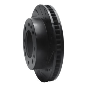 Cadillac DTS Brake Rotor (1) - Front Right - R1 Concepts - Drilled & Slotted - Black - `06-`11